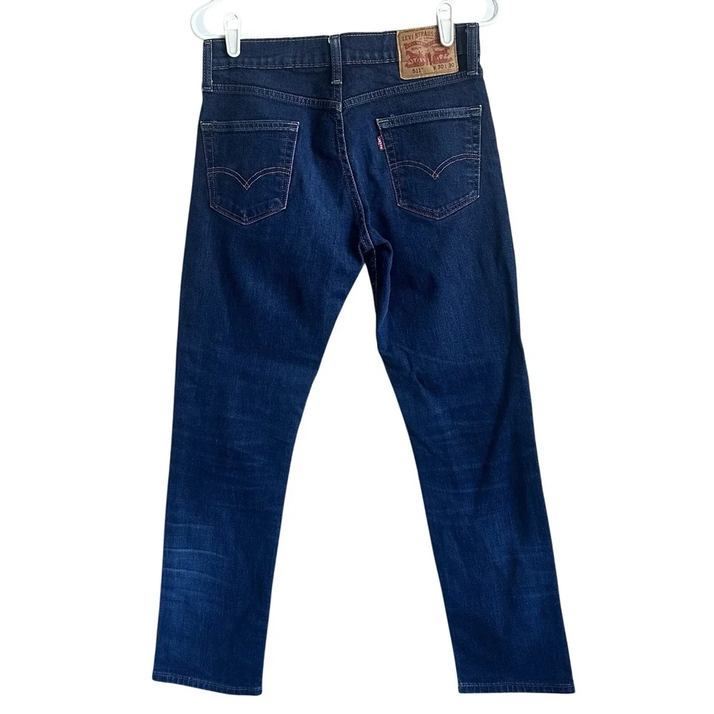 Levi's 511 Jeans Men's 30x30 Blue Dark Wash Regular Fit Straight‎ Leg Modern EUC